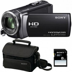 Camera video Sony Handycam HDR-CX 210, Full HD, Black+Card 8 GB+Geanta foto