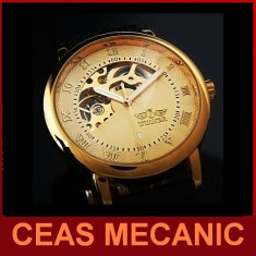 Ceas Winner Imperial GOLD barbatesc , ceas Full Automatic + Ceas silicon CADOU Winner Casio Edifice Hugo Boss Armani Dolce foto