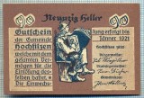 1855 BANCNOTA NOTGELD - AUSTRIA - 90 HELLER - anul 1921 -SERIA FARA -starea care se vede