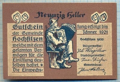1855 BANCNOTA NOTGELD - AUSTRIA - 90 HELLER - anul 1921 -SERIA FARA -starea care se vede foto