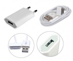 INCARCATOR iPhone 4S CULOARE ALBA FORMAT DIN ADAPTOR USB SI CABLU foto