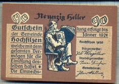 1851 BANCNOTA NOTGELD - AUSTRIA - 90 HELLER - anul 1921 -SERIA FARA -starea care se vede