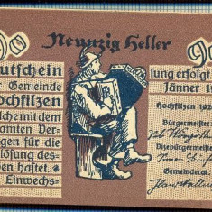 1851 BANCNOTA NOTGELD - AUSTRIA - 90 HELLER - anul 1921 -SERIA FARA -starea care se vede