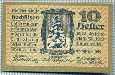 1860 BANCNOTA NOTGELD - AUSTRIA - 10 HELLER - anul 1920 -SERIA FARA -starea care se vede foto