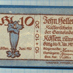1891 BANCNOTA NOTGELD - AUSTRIA - 10 HELLER - anul 1921 -SERIA FARA -starea care se vede