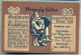 1852 BANCNOTA NOTGELD - AUSTRIA - 90 HELLER - anul 1921 -SERIA FARA -starea care se vede