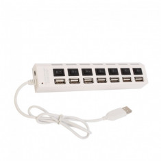 7 Port USB 2.0 High Speed Hub with Independent Switch White WW81005129 foto