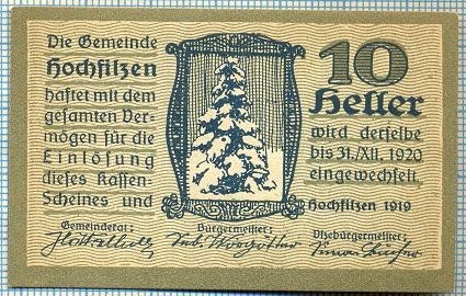 1858 BANCNOTA NOTGELD - AUSTRIA - 10 HELLER - anul 1920 -SERIA FARA -starea care se vede