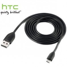 CABLU DE DATE HTC ONE M8 (M8) ORIGINAL NOU CULOARE NEAGRA MUFA microUSB SI CABLU INCARCARE PENTRU INCARCATOR foto