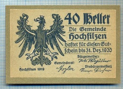 1870 BANCNOTA NOTGELD - AUSTRIA - 40 HELLER - anul 1920 -SERIA FARA -starea care se vede foto