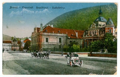 1936 - BRASOV, old car, carriage - old postcard, CENSOR - used - 1917 foto