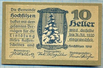 1859 BANCNOTA NOTGELD - AUSTRIA - 10 HELLER - anul 1920 -SERIA FARA -starea care se vede foto