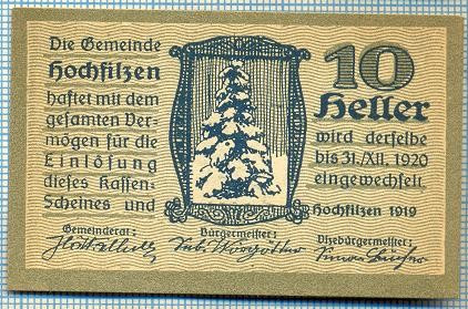 1859 BANCNOTA NOTGELD - AUSTRIA - 10 HELLER - anul 1920 -SERIA FARA -starea care se vede