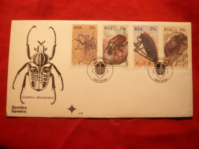 Plic FDC - Insecte 1987 , Africa de Sud , 4 val.