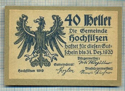 1867 BANCNOTA NOTGELD - AUSTRIA - 40 HELLER - anul 1920 -SERIA FARA -starea care se vede foto