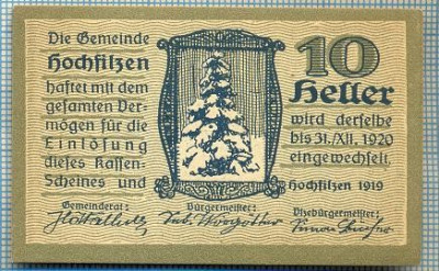 1861 BANCNOTA NOTGELD - AUSTRIA - 10 HELLER - anul 1920 -SERIA FARA -starea care se vede foto