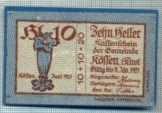 1889 BANCNOTA NOTGELD - AUSTRIA - 10 HELLER - anul 1921 -SERIA FARA -starea care se vede