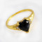 Inel aur filat 9k Opal negru si cristale zirconiu, marime 8(US) -cod 680