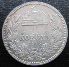 (1098) AUSTRO-UNGARIA 1 COROANA, KORONA 1915 FRANC JOSEF - MONEDA DIN ARGINT foto