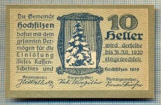 1862 BANCNOTA NOTGELD - AUSTRIA - 10 HELLER - anul 1920 -SERIA FARA -starea care se vede