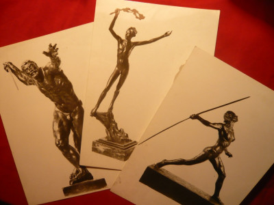 3 Ilustrate mari - Sculptura -Statuete- Fotografii de Presa ,14,5 x20,7 cm foto