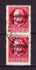 Timbre BAYERN 1919 = KQNIG LUDWIG III CU SUPRATIPAR &amp;quot;STATUL POPULAR BAYERN&amp;quot; foto