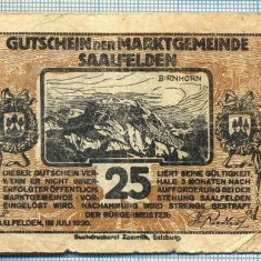 1903 BANCNOTA NOTGELD - AUSTRIA - 25 HELLER - anul 1920 -SERIA FARA -starea care se vede