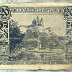 1906 BANCNOTA NOTGELD - AUSTRIA - 20 HELLER - anul 1920 -SERIA FARA -starea care se vede