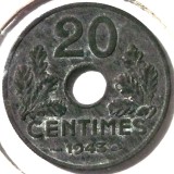 G4. FRANTA 20 CENTIMES 1943 ZINC in cartonas **, Europa