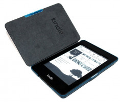 Husa Kindle Paperwhite inchidere magnetica, slim, piele albastra sau neagra + mii de carti in format electronic foto