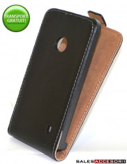 TOC NOKIA LUMIA 520 PIELE ECO ELEGANT SLIM NEGRU - TRANSPORT GRATUIT! foto