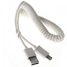 Micro cablu USB pentru HTC / Samsung / Blackberry (Alb) foto