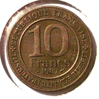 G4. FRANTA 10 FRANCS FRANCI 1987 Ni-Bronze 21 mm King Capet and France XF ** foto