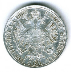 AUSTRIA 1 FLORIN 1888 XF ARGINT foto