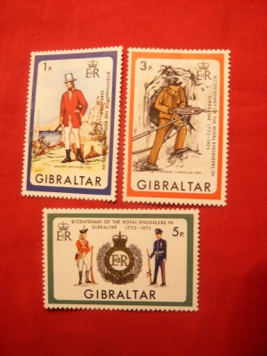Serie -200 Ani -Pionierii Militari in Gibraltar 1972 , 3 val. foto