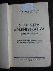 SITUATIA ADMINISTRATIVA A JUDETULUI PRAHOVA = 1935 // ILUSTRATA + HARTA EXTENSIBILA foto