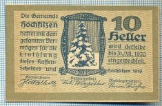 1935 BANCNOTA NOTGELD - AUSTRIA - 10 HELLER - anul 1920 -SERIA FARA -starea care se vede