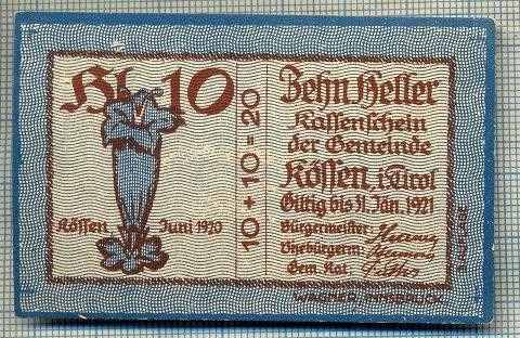 1938 BANCNOTA NOTGELD - AUSTRIA - 10 HELLER - anul 1921 -SERIA FARA -starea care se vede