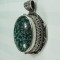 PANDANTIV DIN ARGINT - VINTAGE - MASIV - PIATRA VERDE - COMPARTIMENT INTERIOR