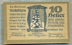 1933 BANCNOTA NOTGELD - AUSTRIA - 10 HELLER - anul 1920 -SERIA FARA -starea care se vede