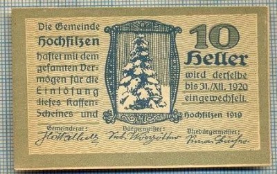 1933 BANCNOTA NOTGELD - AUSTRIA - 10 HELLER - anul 1920 -SERIA FARA -starea care se vede foto