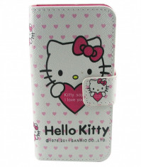 Husa piele deosebita Hello Kitty + folie protectie ecran Samsung Galaxy S4 i9500 foto