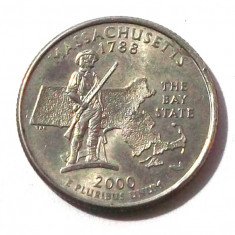 USA / SUA QUARTER 25 CENTS CENTI 2000 P Massachusetts, 5.67 g. ** foto