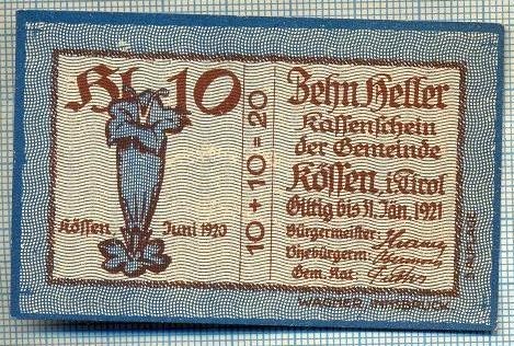 1939 BANCNOTA NOTGELD - AUSTRIA - 10 HELLER - anul 1921 -SERIA FARA -starea care se vede