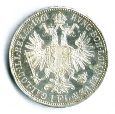 AUSTRIA 1 FLORIN 1861 A AUNC ARGINT foto