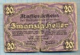 1916 BANCNOTA NOTGELD - AUSTRIA - 20 HELLER - anul 1920 -SERIA FARA -starea care se vede