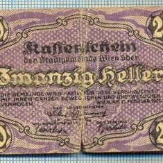 1916 BANCNOTA NOTGELD - AUSTRIA - 20 HELLER - anul 1920 -SERIA FARA -starea care se vede