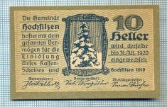 1926 BANCNOTA NOTGELD - AUSTRIA - 10 HELLER - anul 1920 -SERIA FARA -starea care se vede