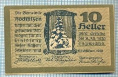 1925 BANCNOTA NOTGELD - AUSTRIA - 10 HELLER - anul 1920 -SERIA FARA -starea care se vede