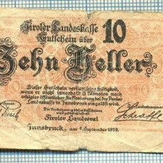 1919 BANCNOTA NOTGELD - AUSTRIA - 10 HELLER - anul 1919 -SERIA FARA -starea care se vede